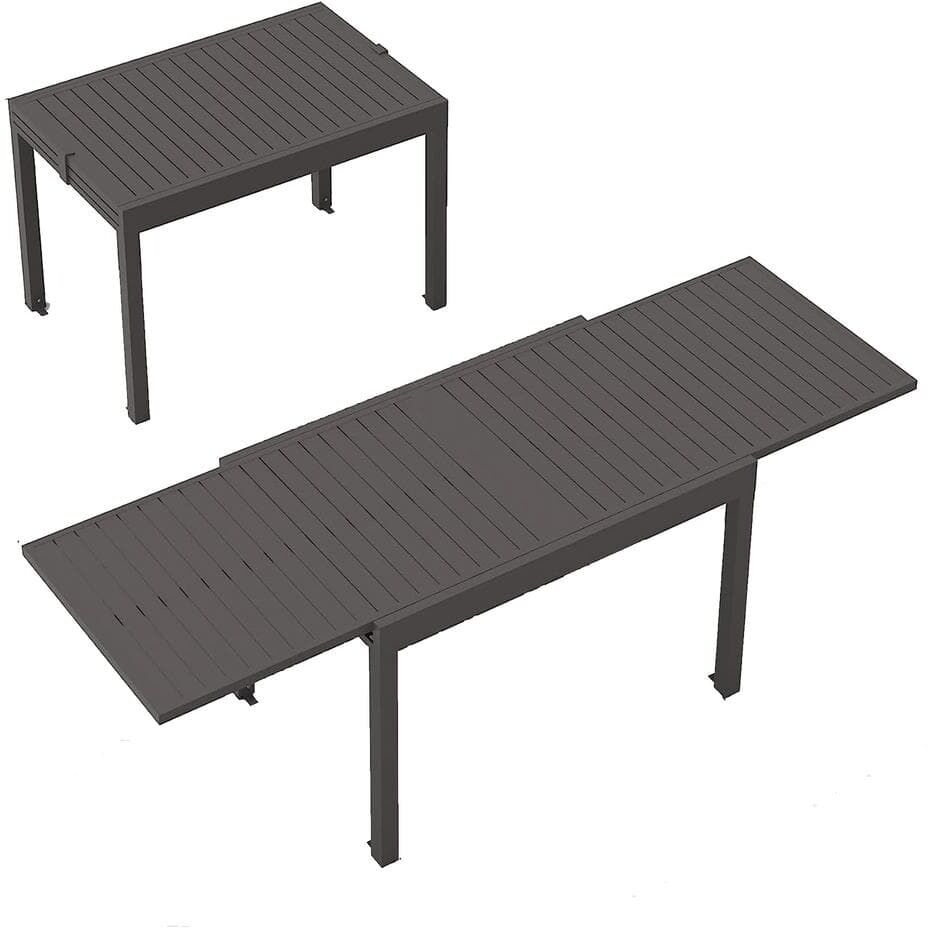 Zeus & Ruta 53.25 in. W x 35.5 in. D x 29.5 in. H Black Outdoor Aluminum Dining Table Patio Expandable Table for Garden Lawn Porch