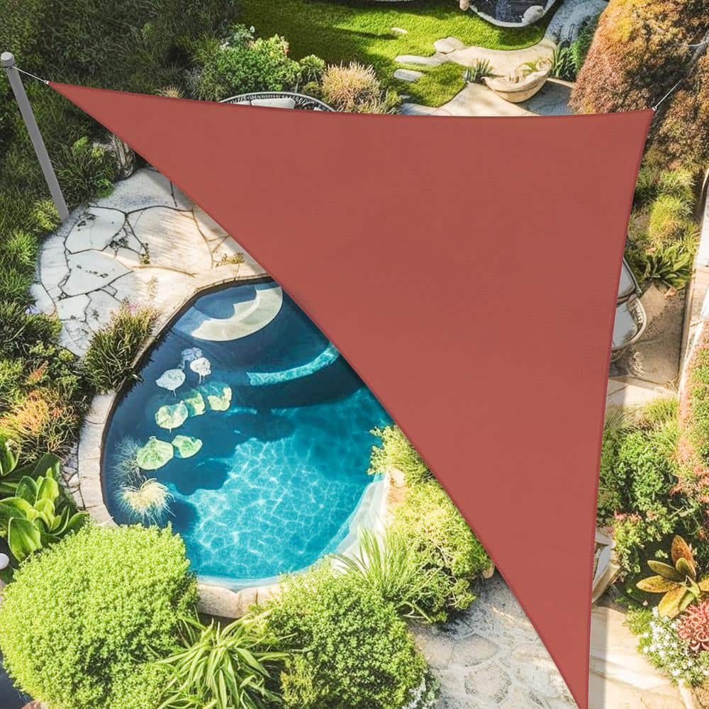 Artpuch 8 ft. x 8 ft. x 11.3 ft. Customize Sun Shade Sail Rust Red UV Block185 GSM Commercial Triangle Outdoor Covering Backyard