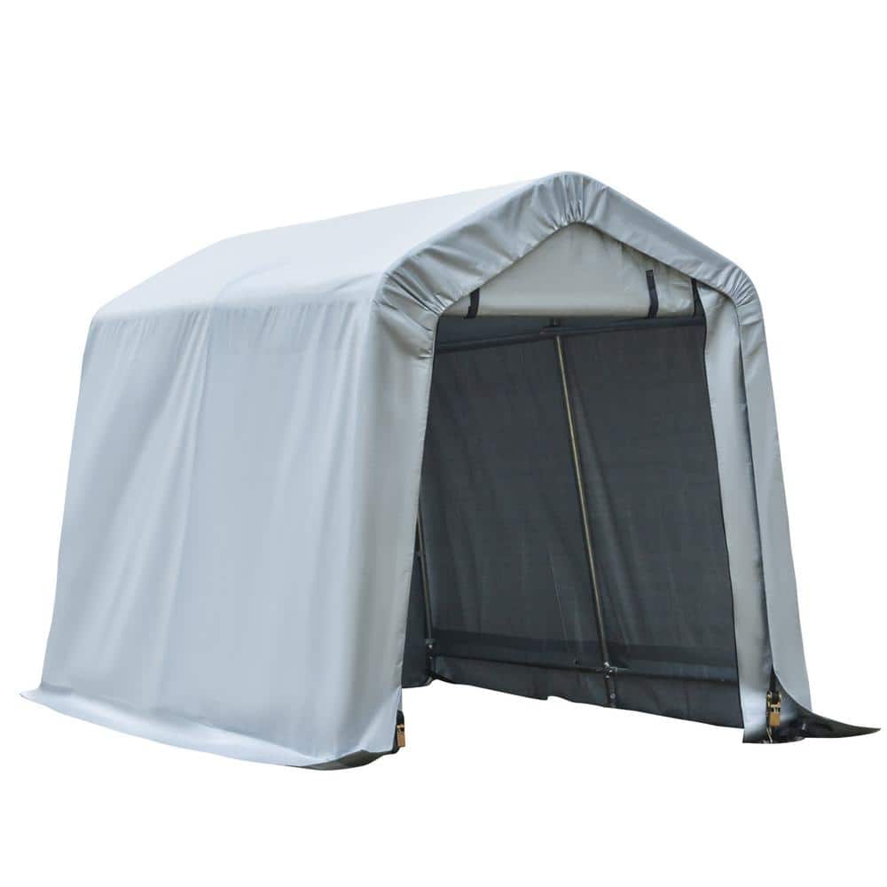 Outsunny 5.9 ft. x 7.9 ft. x 5.9 ft. Grey Polyethylene Portable Carport