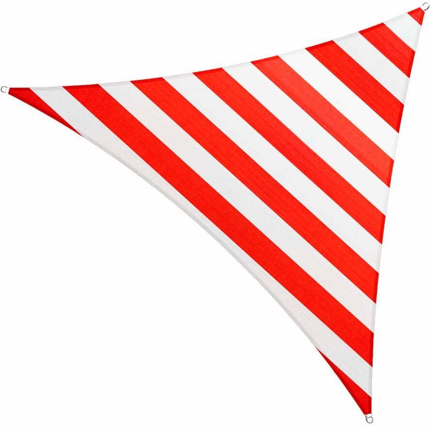 COLOURTREE 12 ft. x 17 ft. x 12 ft. 190 GSM Red/White Striped Right Triangle Sun Shade Sail, Outdoor Patio and Pergola Cover