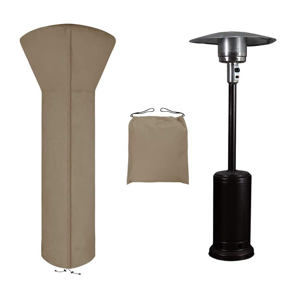 Dyiom 89 in. H x 33 in. D x 19 in. B Patio Heater Cover with Zipper and Storage Bag, Waterproof Outdoor Heater Cover, Camel