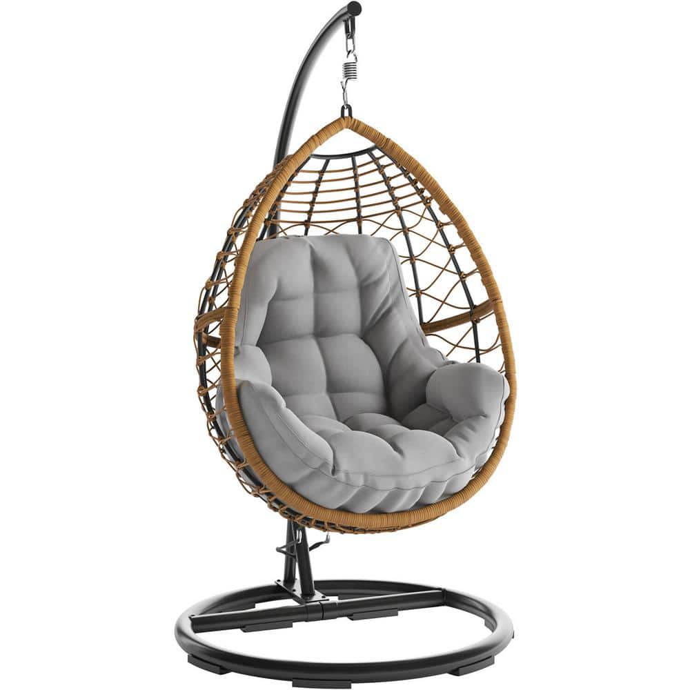 MOD Willa Steel Outdoor Hanging Egg Chair with Gray Cushions