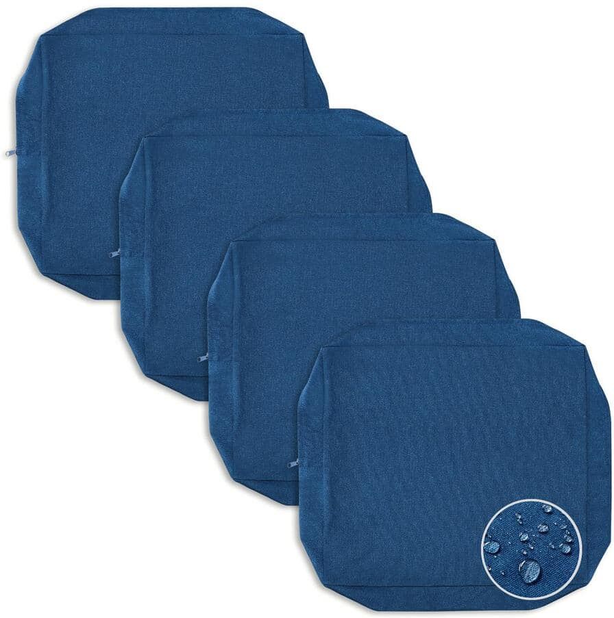 Angel Sar 24 in. Blue Outdoor Cushion Covers with Zipper for Outdoor Furniture Garden Backyard (4-Count)