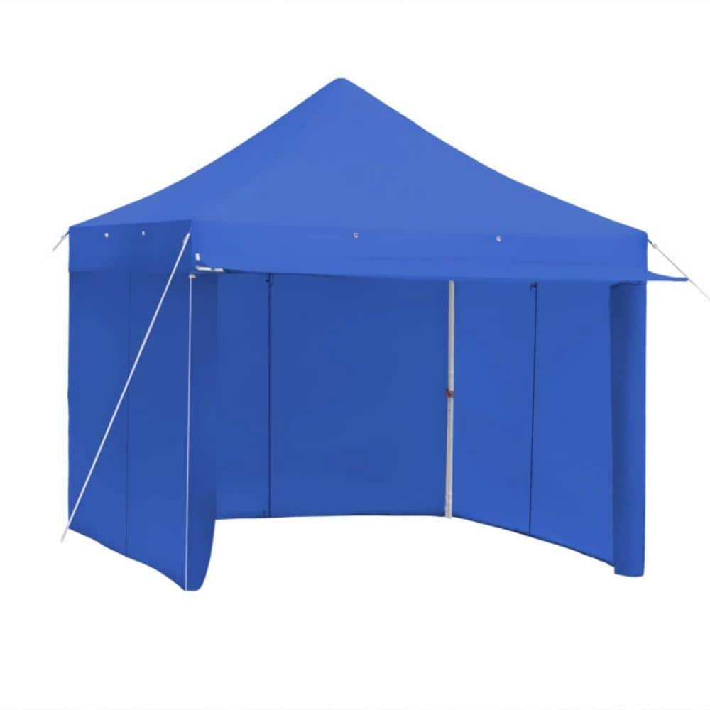 Clihome 10 ft. x 10 ft. Blue Pop-up Gazebo Canopy with 5 Removable Zippered Sidewalls