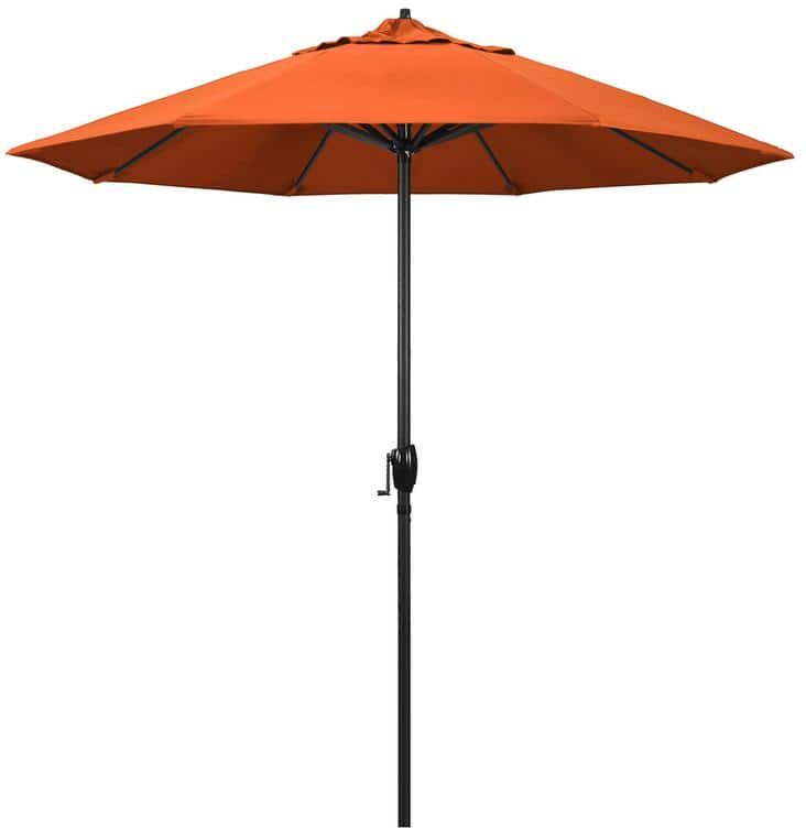 California Umbrella 7.5 ft. Black Aluminum Market Patio Umbrella Auto Tilt in Melon Sunbrella