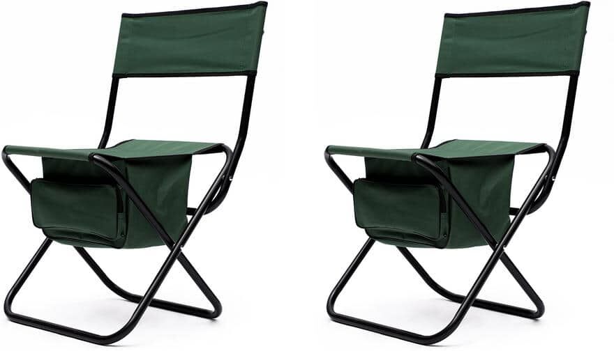 Cisvio 2-Piece Folding Outdoor Chair with Storage Bag; Portable Chair for Indoor; Outdoor Camping; Picnics and Fishing; Green