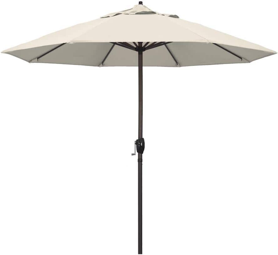 California Umbrella 9 ft. Aluminum Auto Tilt Patio Umbrella in Antique Beige Olefin