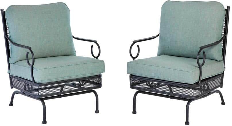 Hampton Bay Amelia Springs Rocking Outdoor Lounge Chair with CushionGuard Spa Cushions (2-Pack)