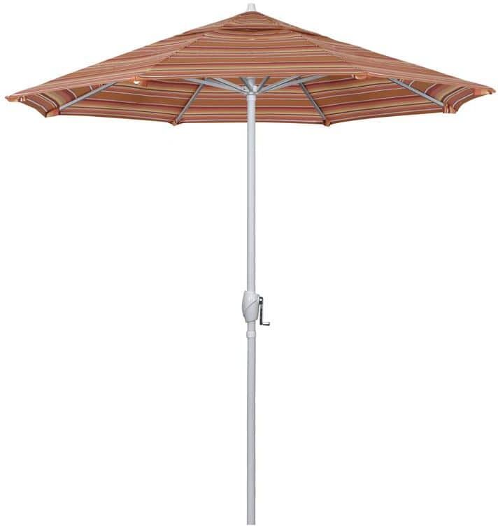 California Umbrella 7.5 ft. Matted White Aluminum Market Patio Umbrella Auto Tilt in Dolce Mango Sunbrella