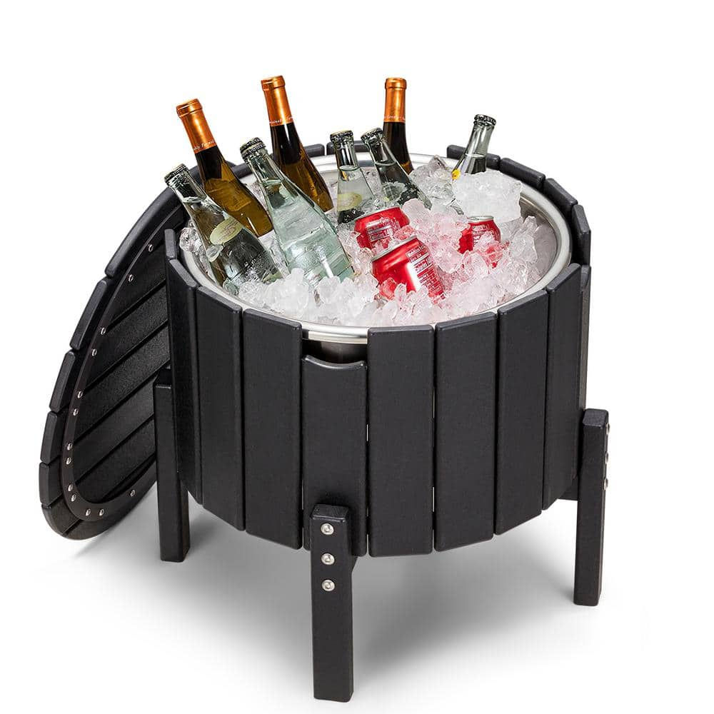 EROMMY 1 .76-gallon Capacity Outdoor Patio Cooler, HDPE Material Ice Barrel, Black