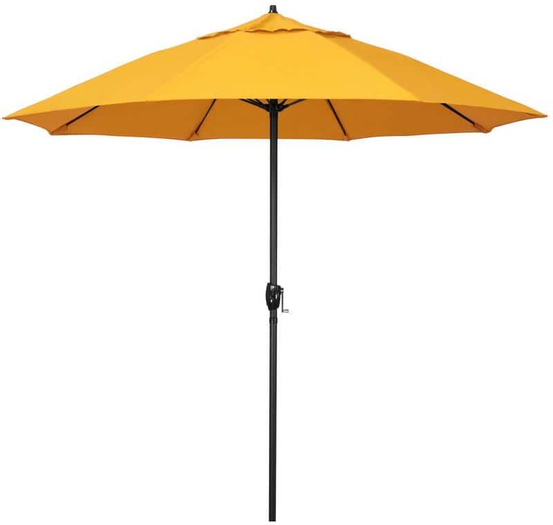 California Umbrella 7.5 ft. Bronze Aluminum Market Patio Umbrella with Fiberglass Ribs and Auto Tilt in Sunflower Yellow Sunbrella