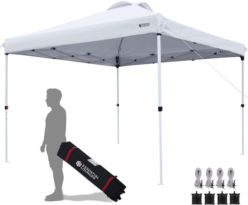 Zeus & Ruta 10 ft. x 10 ft. Gray Pop Up Canopy Portable Outdoor Canopy with 4pcs Weight Bag and Carrying Bag