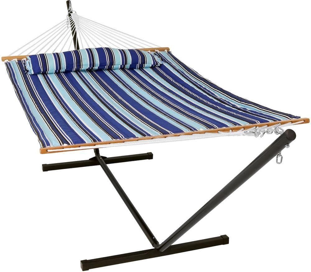 Sunnydaze Decor 10-3/4 ft. Quilted 2-Person Hammock with 12 ft. Stand in Catalina Beach