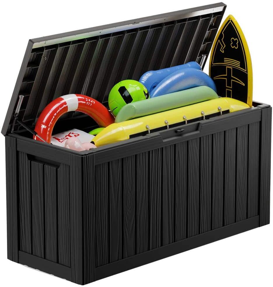 EasyUp 80 Gal. Black Resin Outdoor Storage Deck Box