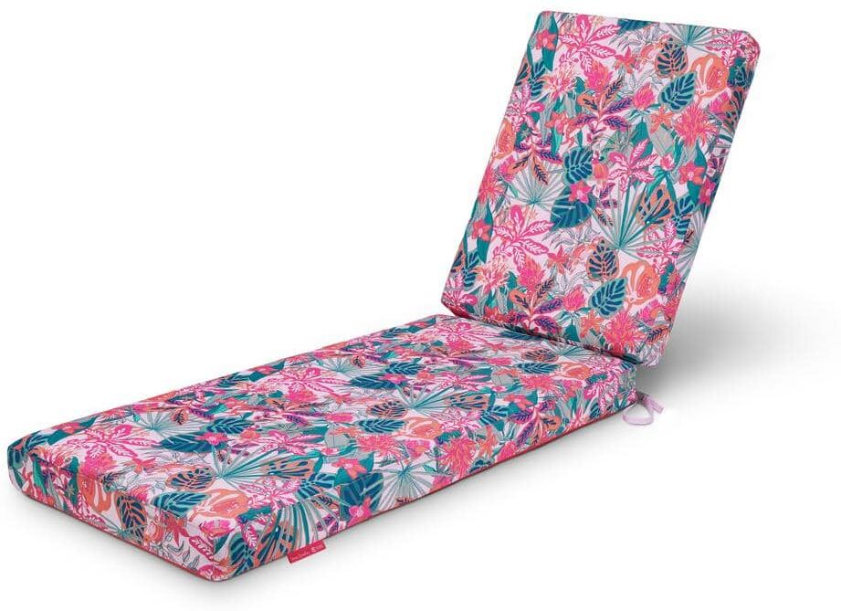 Classic Accessories Vera Bradley 26 in. W x 48 in. D x 32 in. H x 3 in. Thick Chaise Lounge Cushion in Rain Forest Canopy Coral