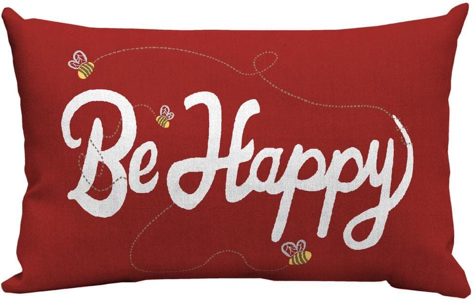 Hampton Bay 12 in. x 20 in. Honey Bee Outdoor Lumbar Throw Pillow