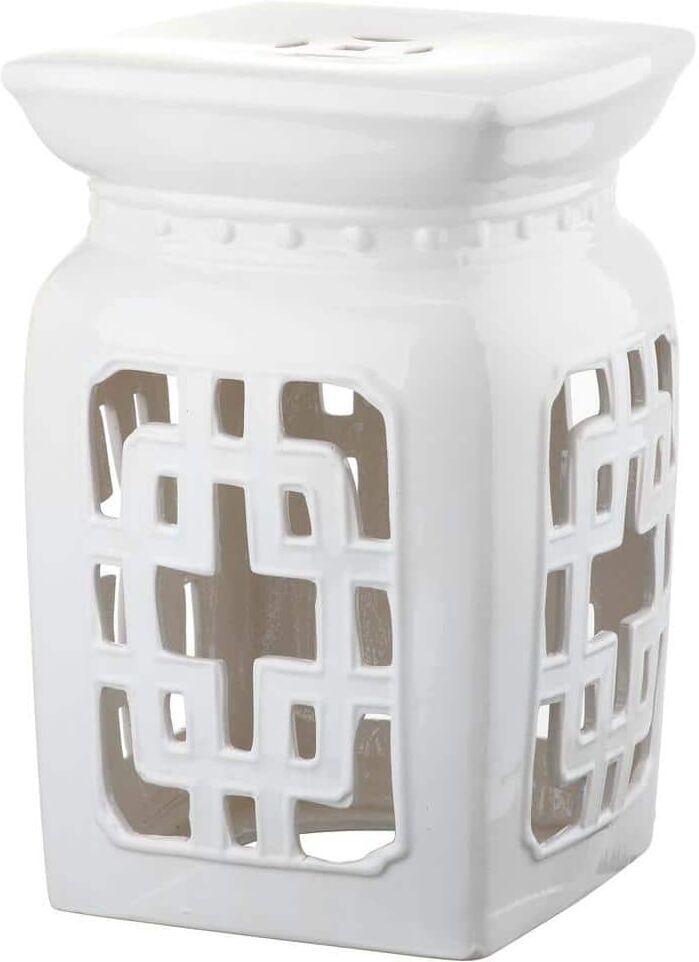 SAFAVIEH Beijing Filigree Antique White Ceramic Garden Stool