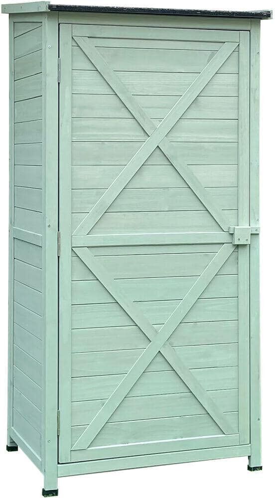 Hanover 1.7 ft. x 4.7 ft. Wooden Storage Shed with Shelves in Green