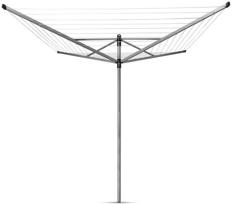 Brabantia Lift-O-Matic 164 ft. Retractable Outdoor Clothesline + Ground Spike + Cover - Metallic Gray