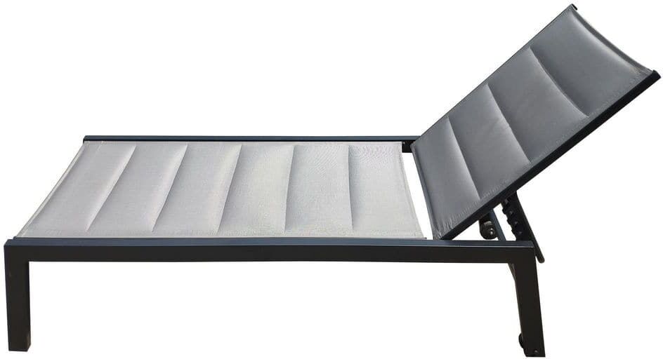 Outdoor Aluminium 5-Position Adjustable Chaise Lounge Chair (Gray Fabric)