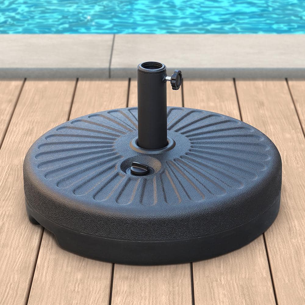 Maypex Round Water Filled Plastic Free Standing Patio Umbrella Base in Black