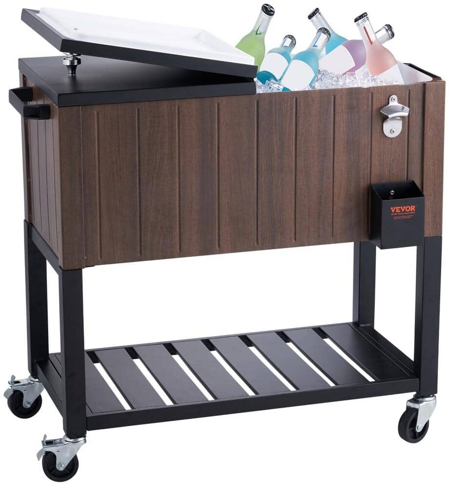 VEVOR Rolling Ice Chest Cooler Cart 80 qt. Portable Bar Drink Cooler, Beverage Bar Stand Up Cooler