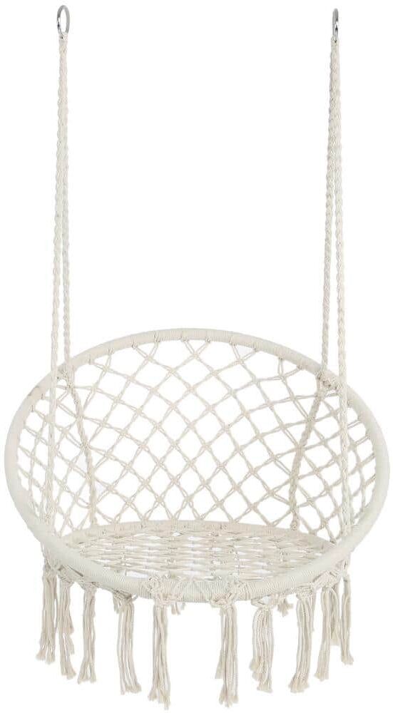 2.62 ft. x 1.97 ft. x 3.93 ft. Hammock Chair Hanging Cotton Rope Hammock Swing Chair in Beige