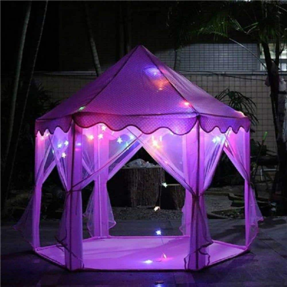 Angel Sar 17 ft. x 7ft. Portable Folding Princess Castle PurpleTent Children House Kids Play Tent