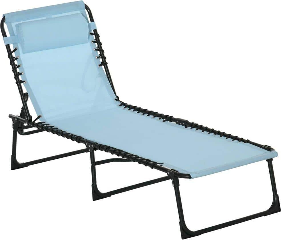 Outsunny Green Metal Outdoor Chaise Lounge with 4-Position Adjustable Backrest for Patio, Deck and Poolside