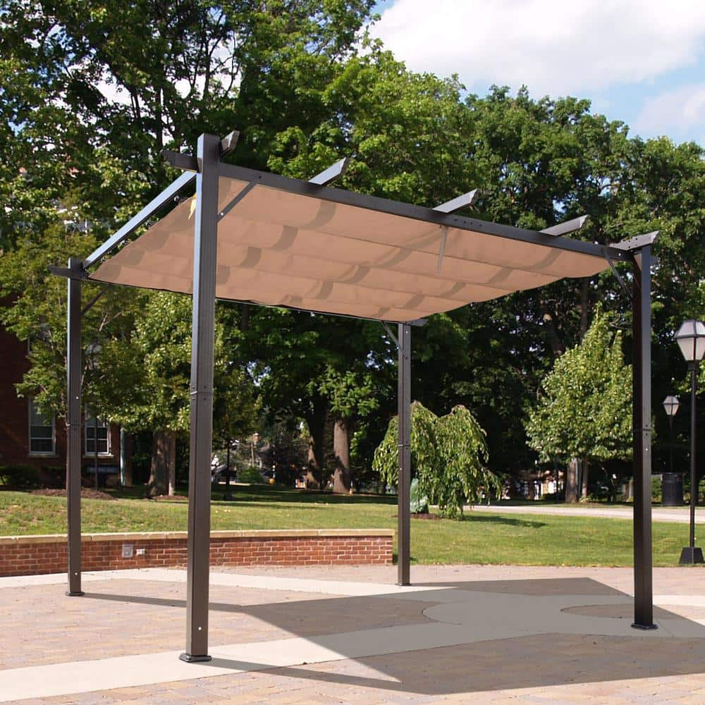 Outsunny 10 ft. x 10 ft. x 8 ft. Aluminum Backyard Gazebo Canopy with Water and UV Resistant Fabric Shelter and Durable Design