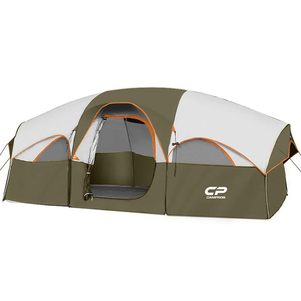Sudzendf 14 ft. x 9 ft. 8 Person Weather Resistant Family Camping Tent with Carry Bag Sun Shelter Olive Green