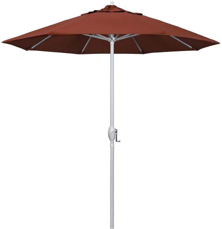 California Umbrella 7.5 ft. Matted White Aluminum Market Patio Umbrella Auto Tilt in Terracotta Sunbrella