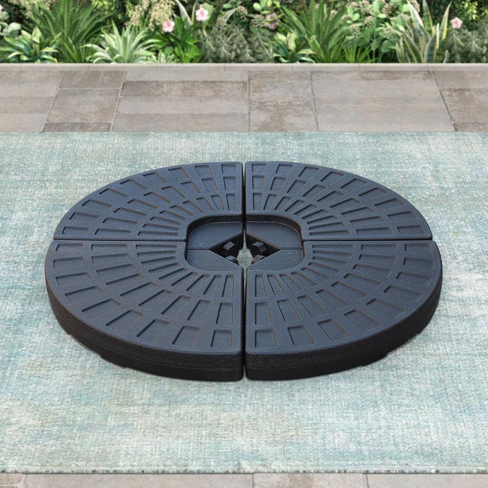 Maypex 145 lbs. Capacity Weighted Cantilever and Offset Patio Umbrella Base in Black (4-Piece)
