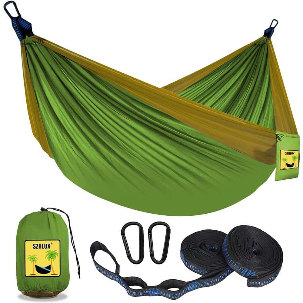 ITOPFOX 9.8 ft. Double and Single Large Portable Hammock with Storage Bag, 2 10-ft. Talon Straps in Khaki and Dark Green