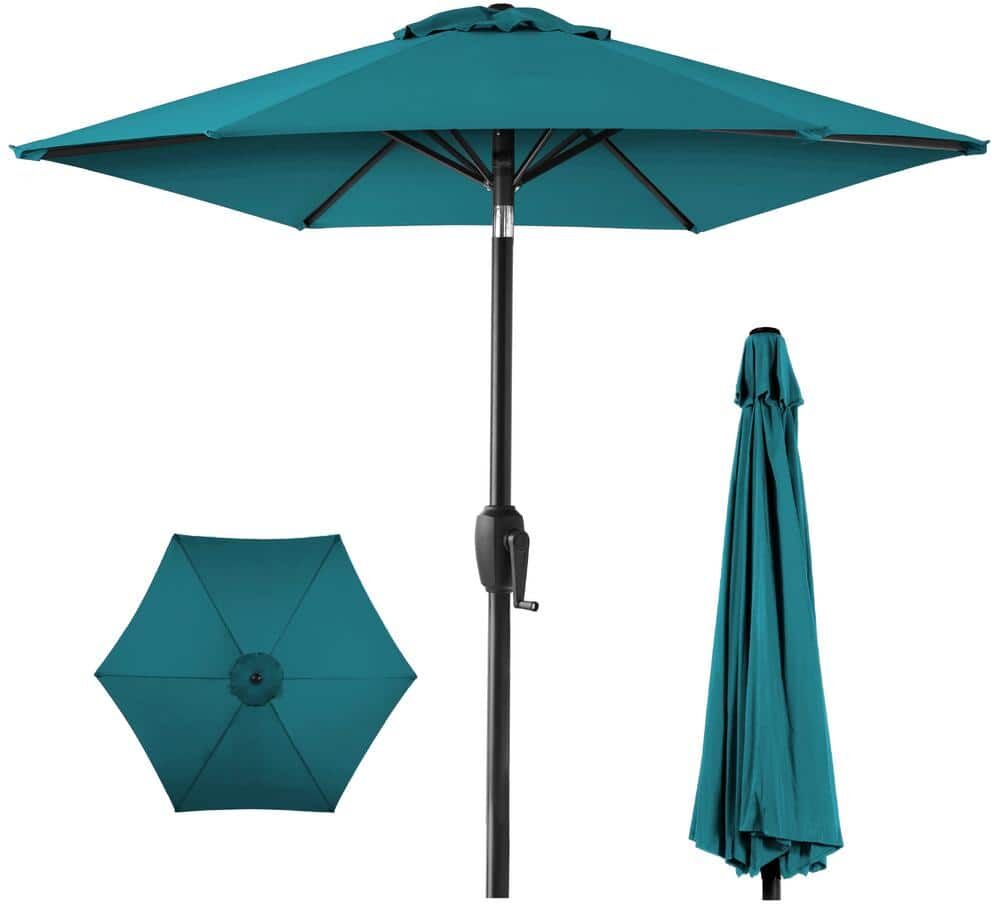 Best Choice Products 7.5 ft. Heavy-Duty Outdoor Market Patio Umbrella with Push Button Tilt, Easy Crank Lift in Cerulean