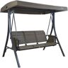 KOZYARD Brenda 3-Person Powder Coated Steel Gray Frame Patio Swing with Taupe Color Canopy and Textilence Seats