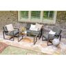 Leisure Made Jasper 4-Piece Aluminum Patio Conversation Set with Gray Polyester Cushions