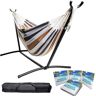 BACKYARD EXPRESSIONS PATIO · HOME · GARDEN 9 ft. Free Standing Hammock Bed Hammock with Stand in Grey/Brown and White