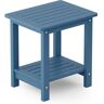 YEFU 16.73 in. H Navy Blue Square Double Layer Plastic Adirondack Outdoor Side Table