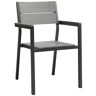 MODWAY Maine Brown Aluminum Outdoor Patio Dining Chair in Gray