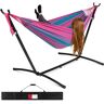 Best Choice Products 9.5 ft. 2-Person Brazilian-Style Cotton Double Hammock Bed with Stand Set with Carrying Bag in Aster