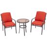 Cisvio 3-Piece Metal Outdoor Furniture, Patio Table and Chairs, Dinning Table and Chairs, Patio Conversation Set Orange Red