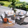 XIZZI Mona Lisa Gray 5-Piece Wicker Outdoor Patio Conversation Seating Set with Gray Cushions