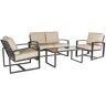 Leisure Made Jasper 4-Piece Aluminum Patio Conversation Set with Tan Polyester Cushions