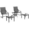 Clihome 5-Piece Aluminum Outdoor Tesla Rocking Chairs with Footstool and Coffee Table