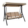 KOZYARD Brenda 3-Person Powder Coated Steel Gray Frame Patio Swing with Beige Color Canopy and Textilence Seats