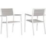 MODWAY Maine White Aluminum Outdoor Patio Dining Chair in Light Gray (Set of 2)