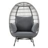 Dwell Home Inc Lucinda 40 in. W Grey Oversized Wicker Egg Chair, Indoor/Outdoor Patio Chair with Charcoal Cushions