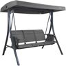 KOZYARD Brenda 3-Person Gray Frame Metal Patio Swing with Weather Resistant Gray Textilence Seats