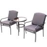 Cisvio 3-Piece Metal Outdoor Furniture, Patio Table and Chairs, Dinning Table and Chairs, Patio Conversation Set Grey